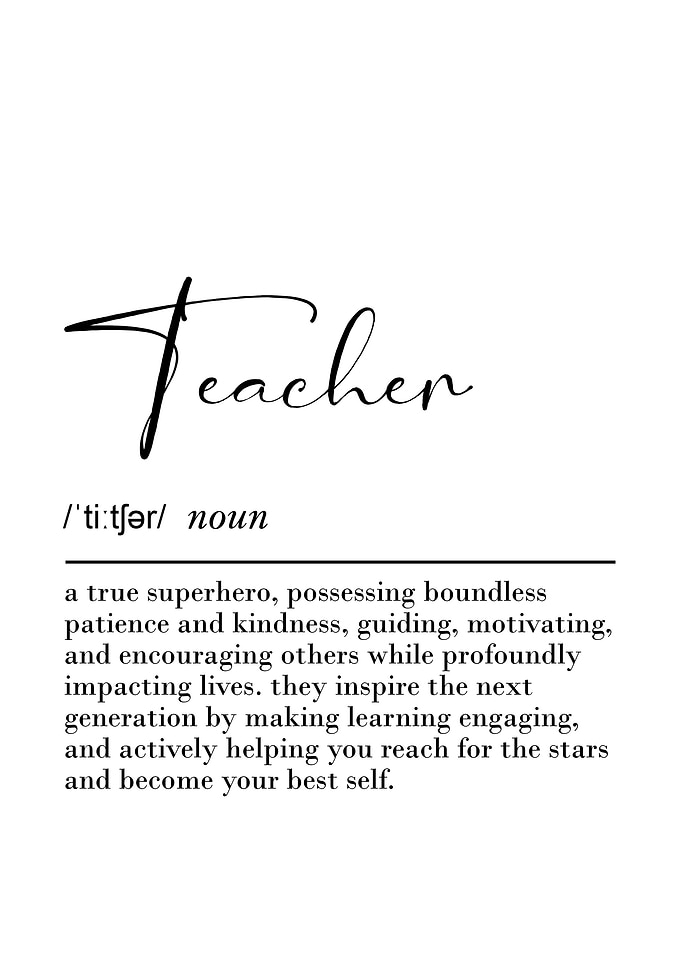 Teacher Definition Poster Inspirational Wall Art for Educators & Classrooms