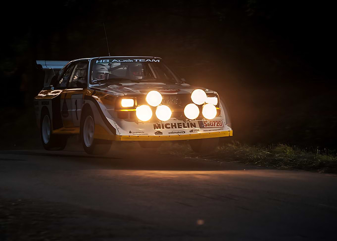 Audi Quattro Rally Car at Night
