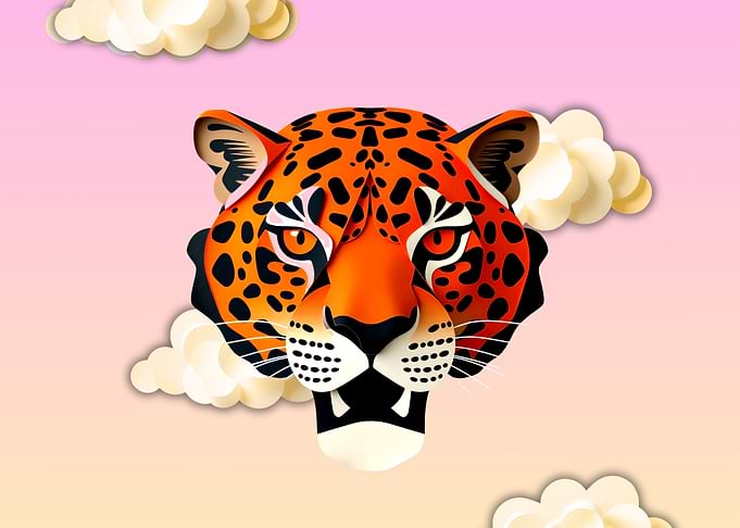 Jaguar Head in Paper Cut Style