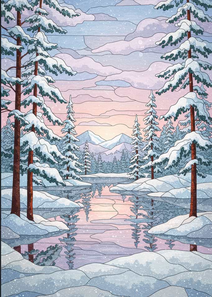 Winter Landscape with Snow-Covered Trees