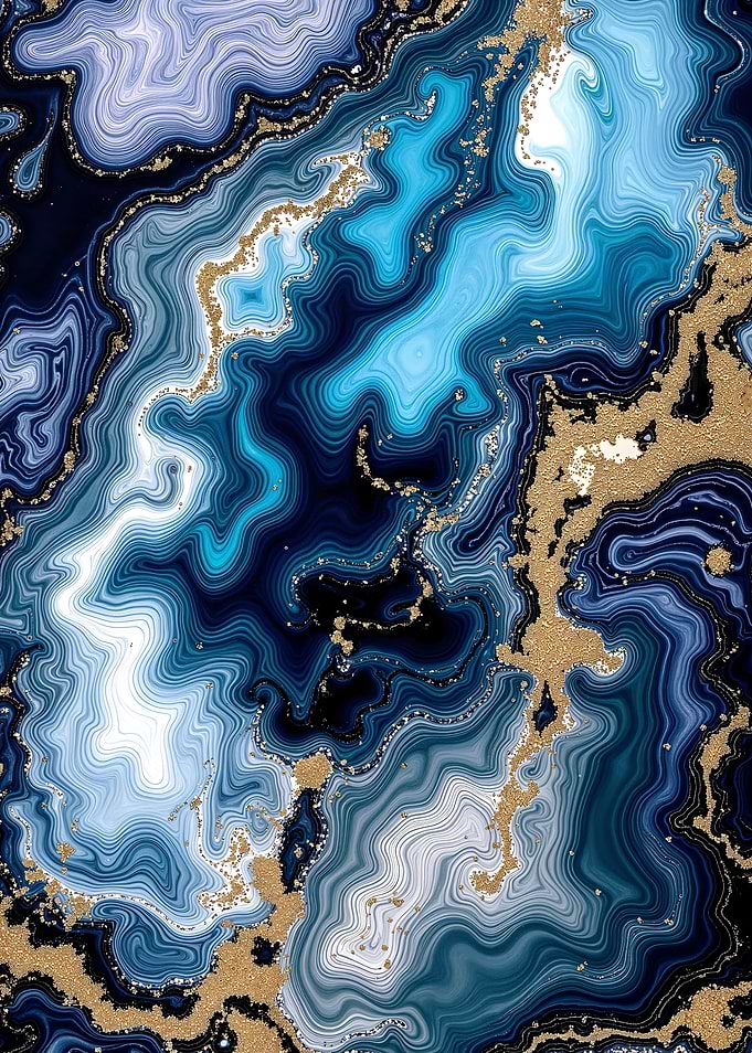 Blue and Gold Agate Abstract