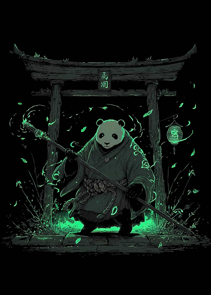 Panda Monk at Torii Gate
