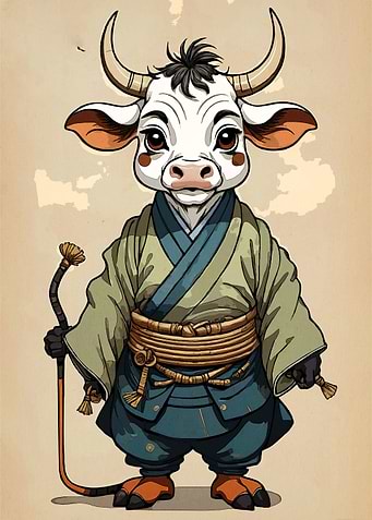 Cow Samurai Kimono Animal
