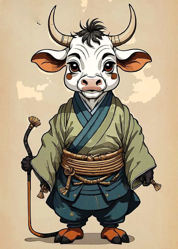 Cow Samurai Kimono Animal