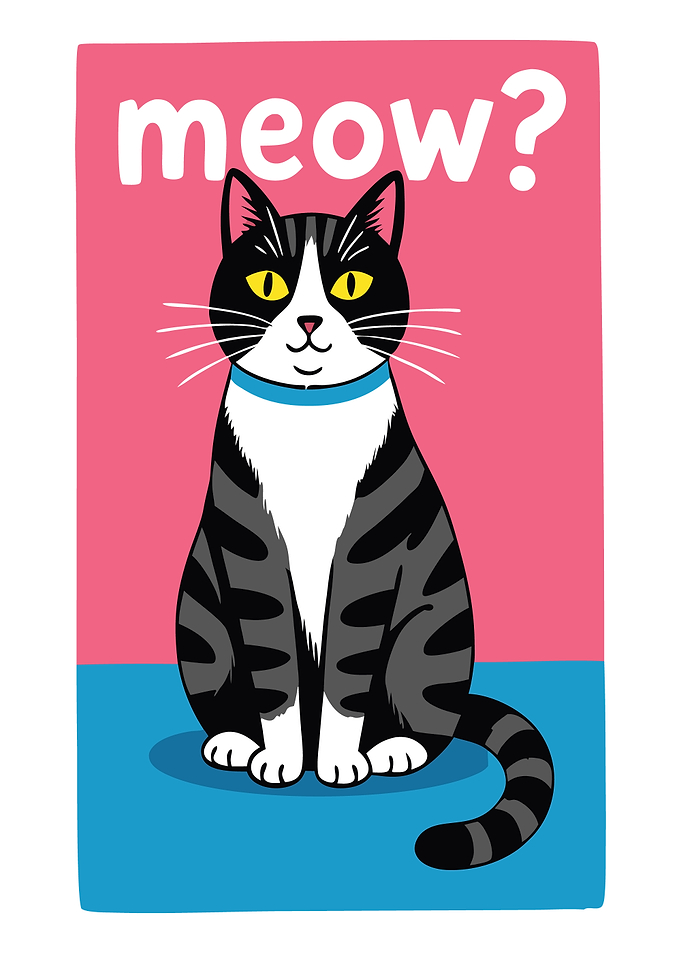 Cartoon Cat with Meow Question
