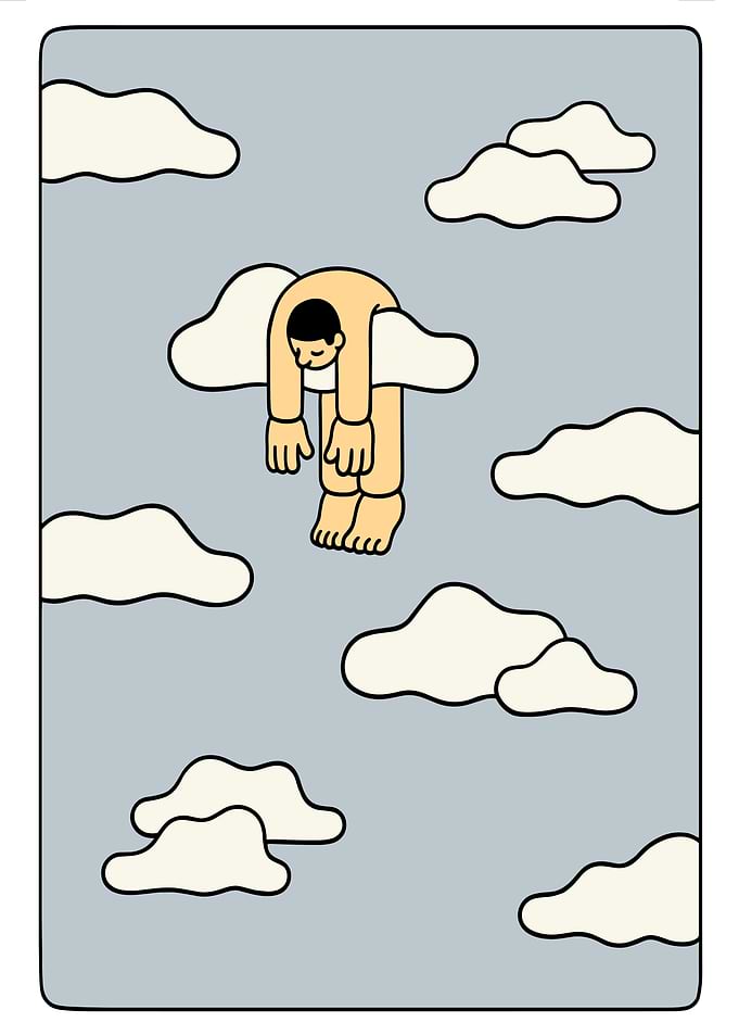 Man in Clouds Illustration