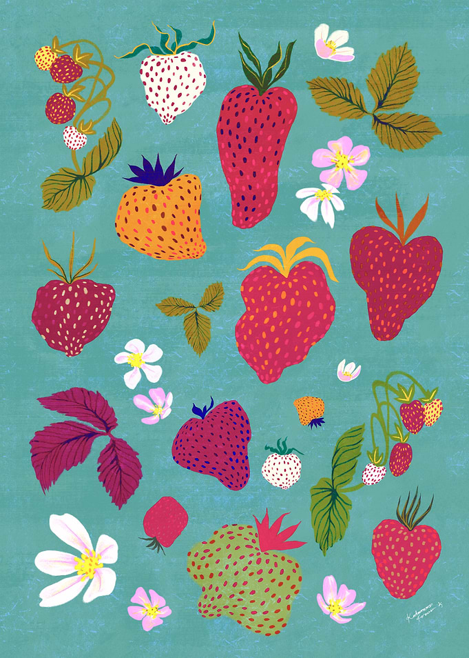 STRAWBERRIES (TEAL)