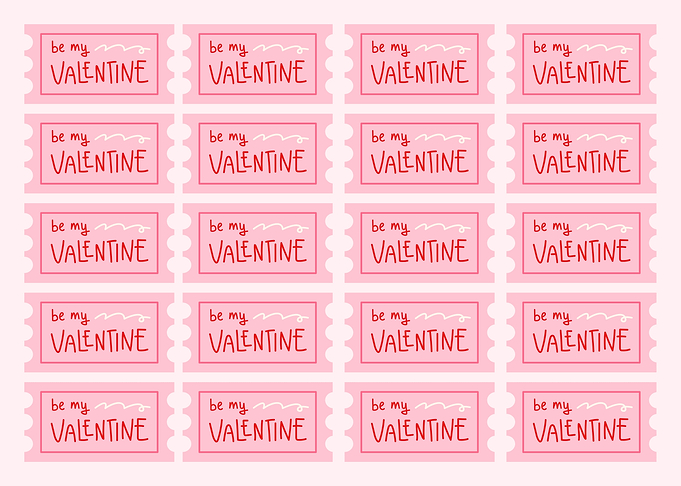 Be My Valentine Tickets | Cute Coupon-Inspired Art