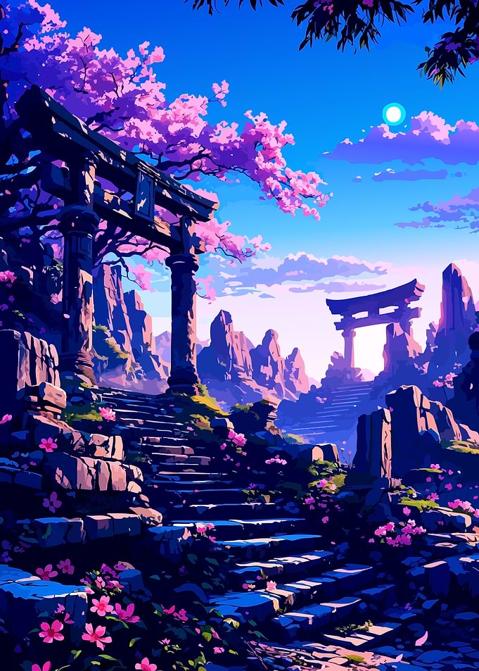 Anime Landscape with Torii Gates