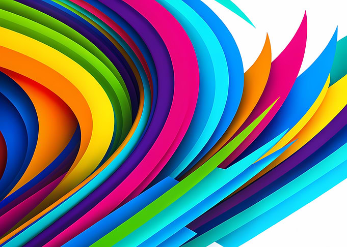 Colorful Abstract Curves on White