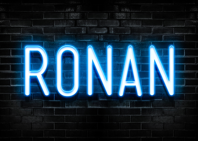 Ronan Neon Sign on Brick Wall