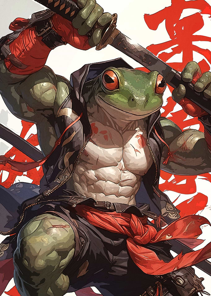 Muscular Frog Samurai Katana