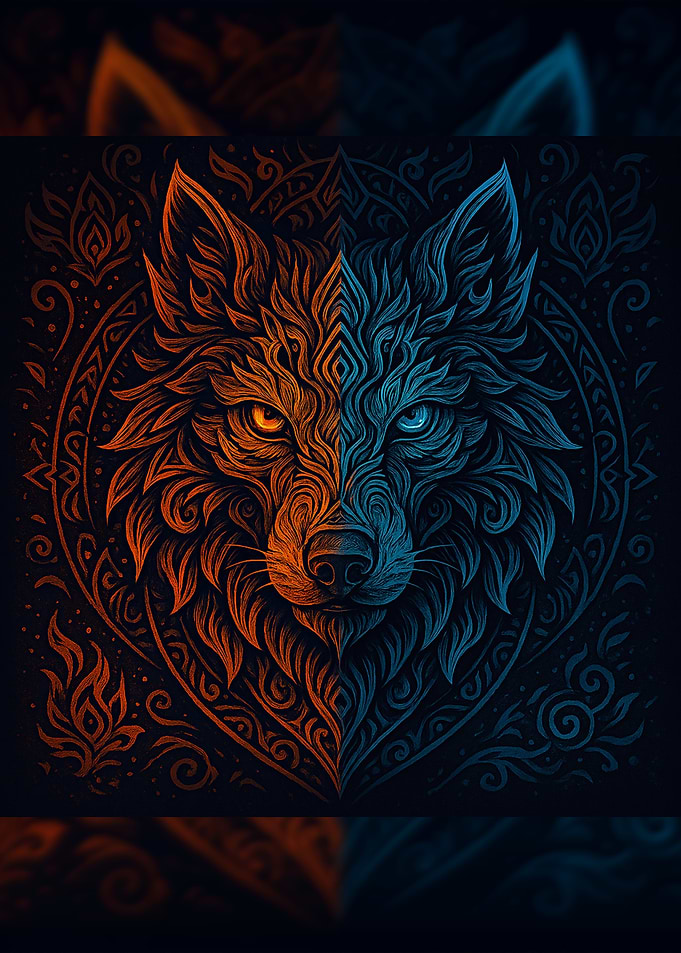 Wolf Portrait: Fire and Ice