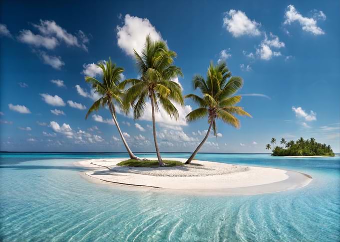 Tropical Island Paradise with Palm Trees