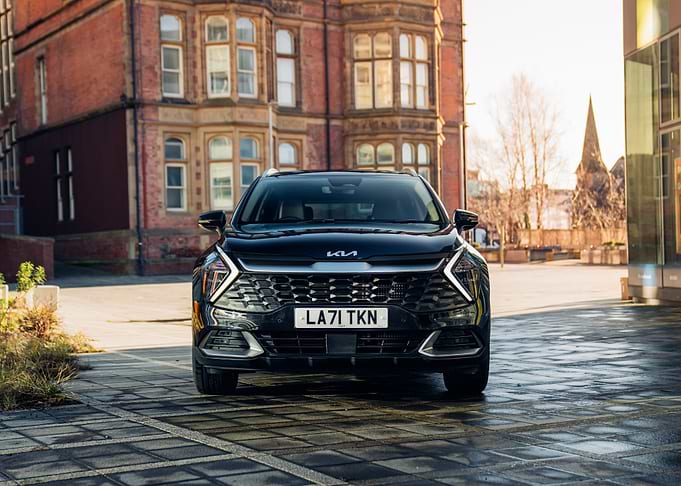 Black Kia Sportage Front View