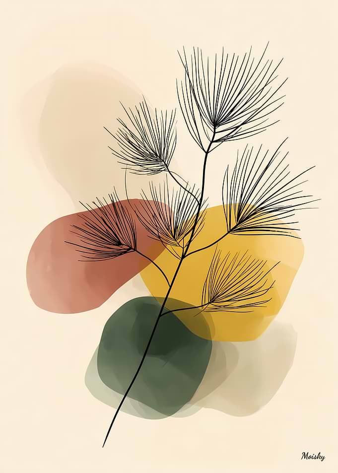 Delicate Pine Branch – Minimalist Botanical Line Art