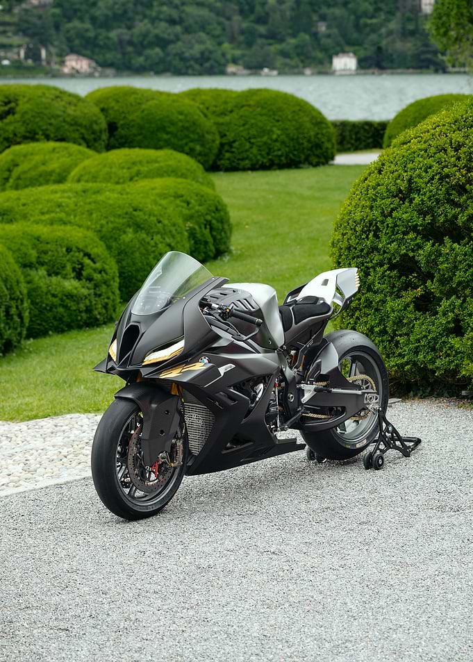 Black and Silver Motorcycle in Garden