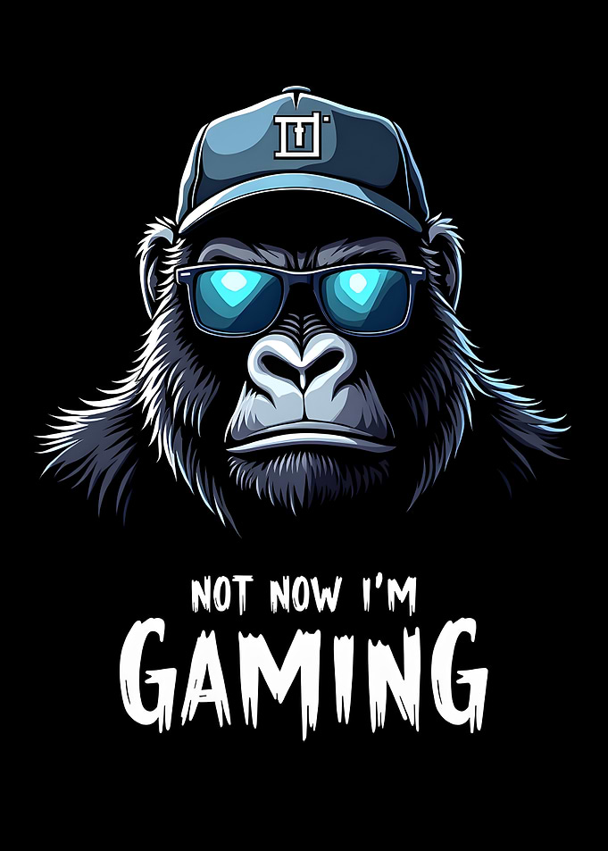 Gaming Gorilla with Cap and Glasses