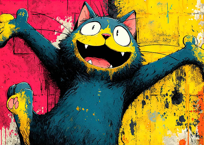 Cartoon Cat with Open Arms