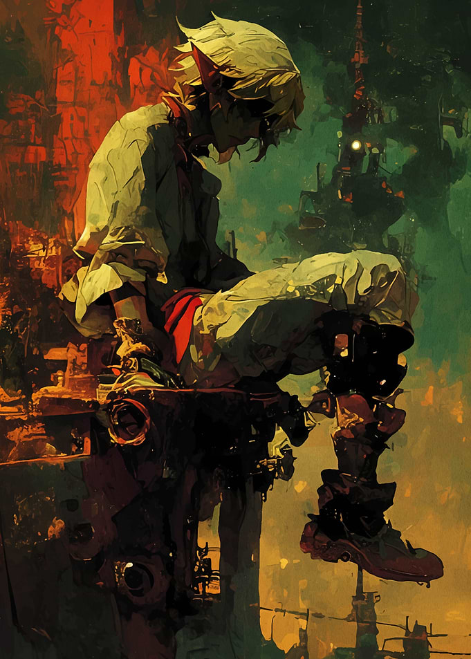 Pensive Elf in Industrial Setting