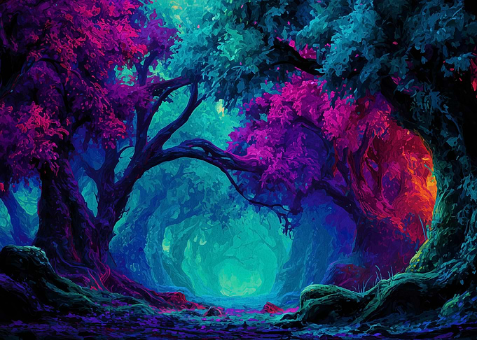 Colorful Forest Path