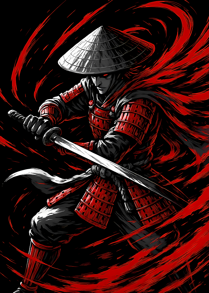 Japanese Samurai Warrior In Battle