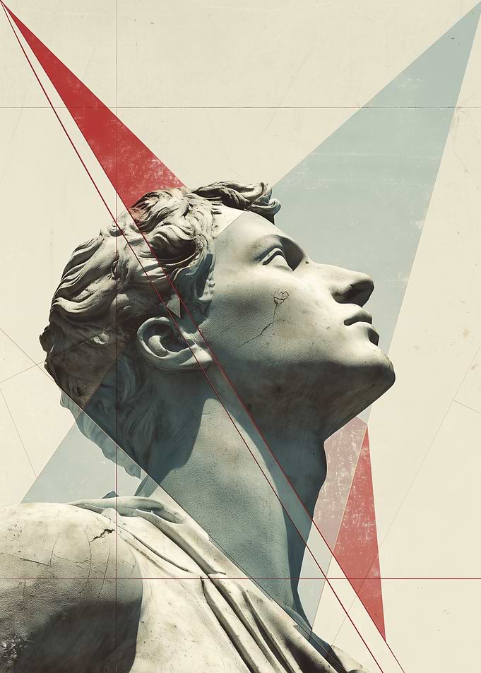 Statue with Geometric Overlay