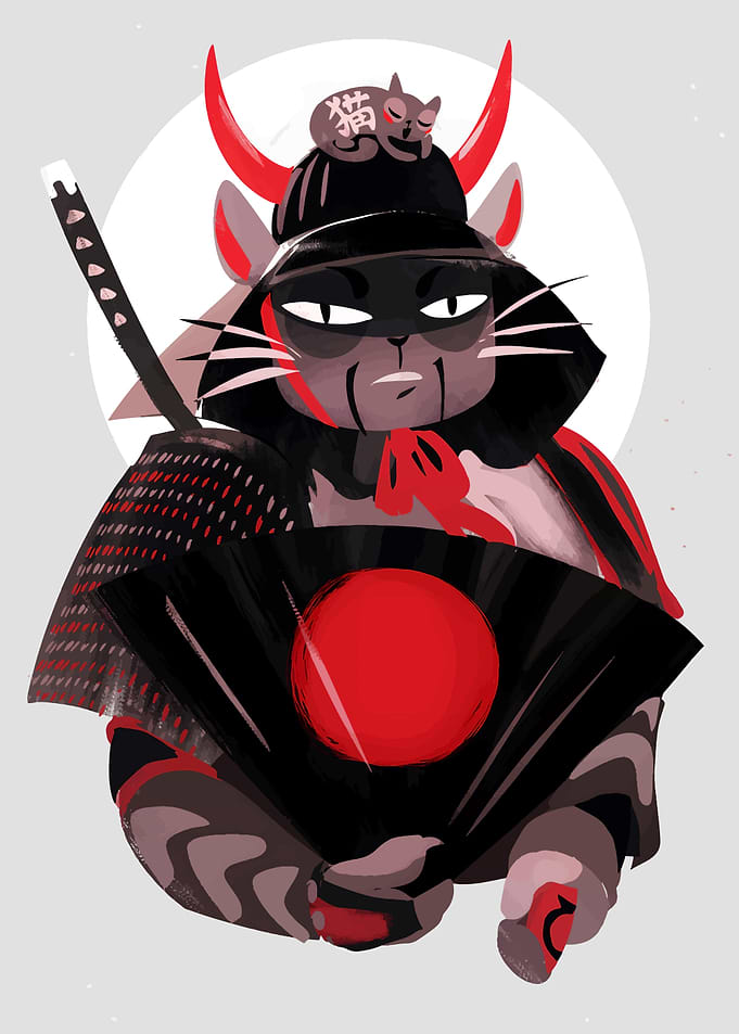 Samurai Cat Illustration