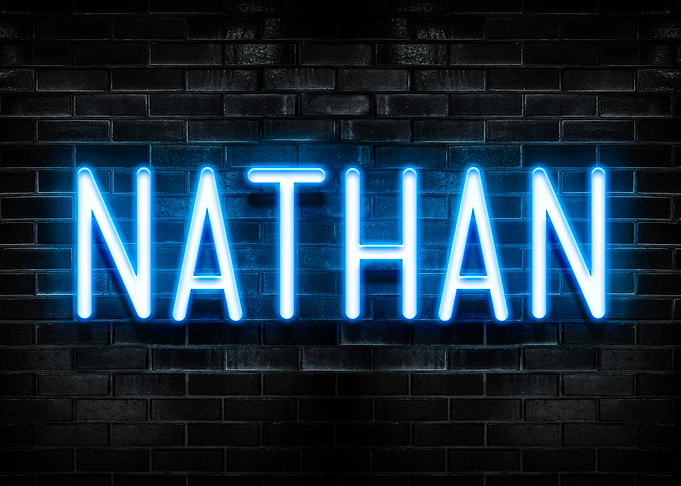Nathan Neon Sign on Brick Wall