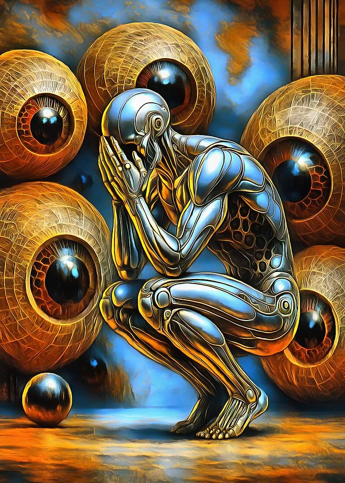 Crying Robot with Giant Eyes