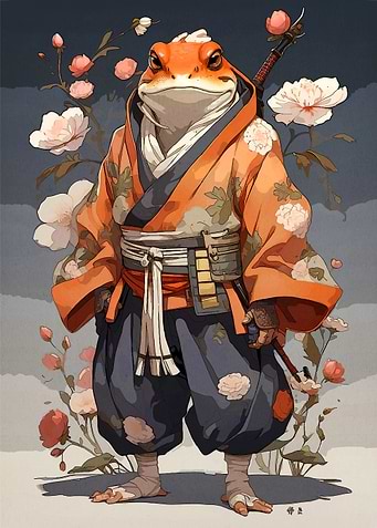 Frog Samurai Flowers
