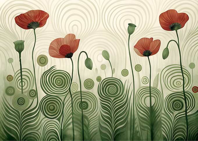 Stylized Poppy Field Illustration