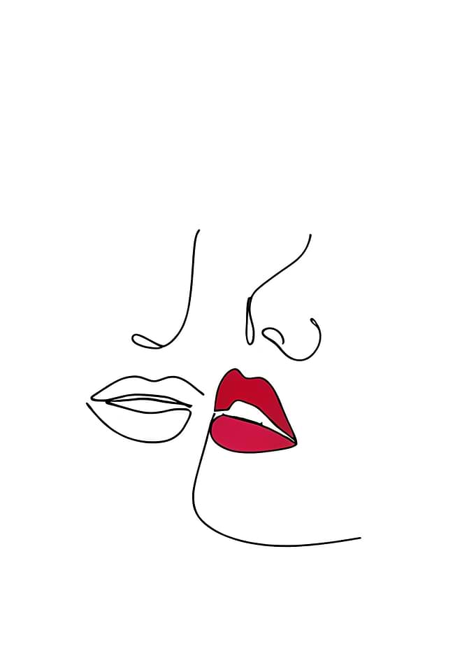 Minimalist Kiss Line Art