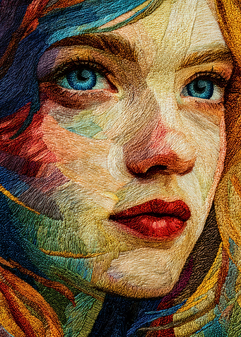 Embroidered Portrait of a Woman