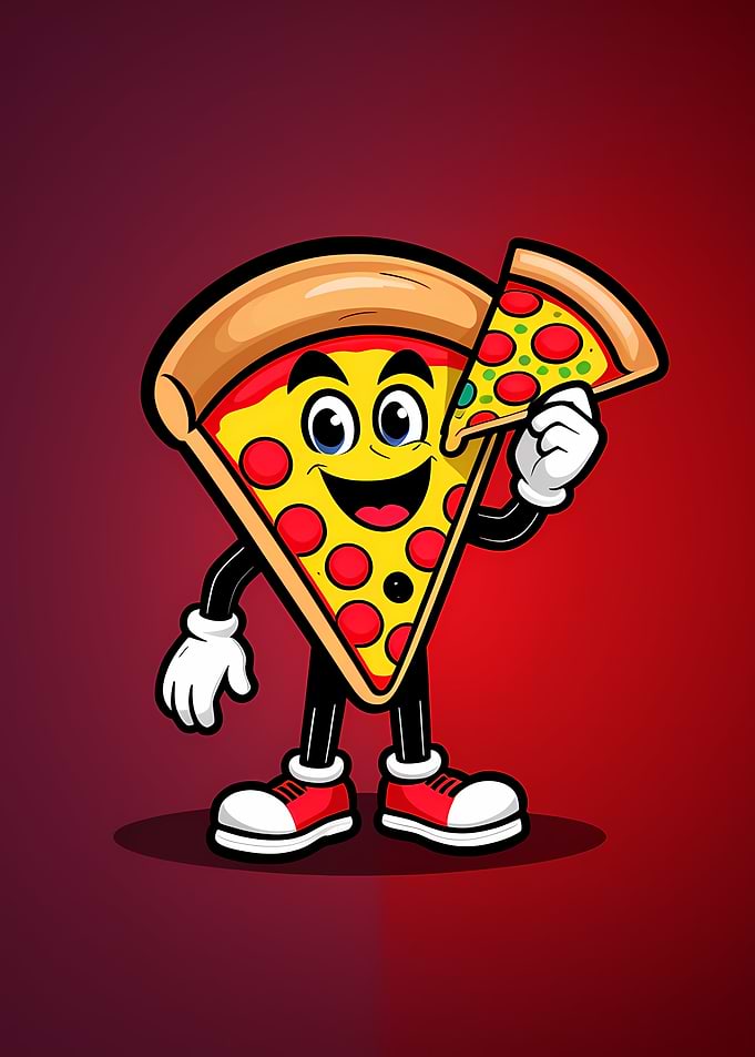 Cartoon Pizza Slice Character Illustration