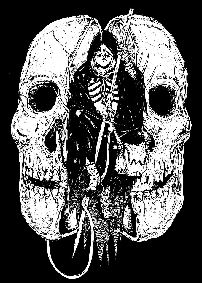 Grim Reaper and Skull
