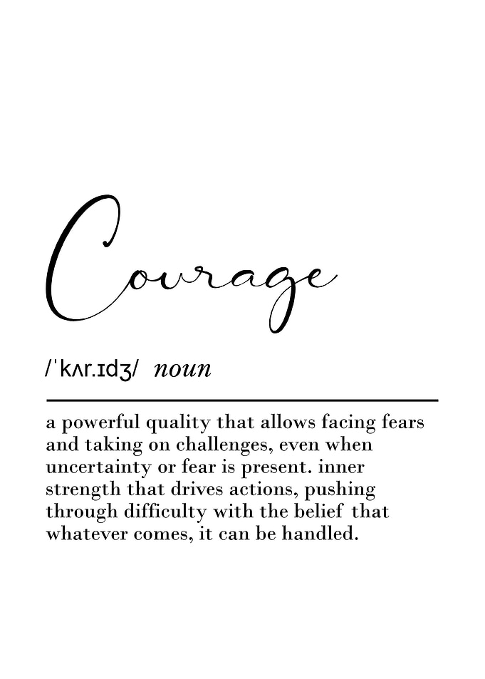 Courage Definition Poster Motivational Wall Art for Office & Inner Strength