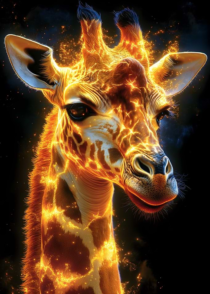 Fiery Giraffe Portrait