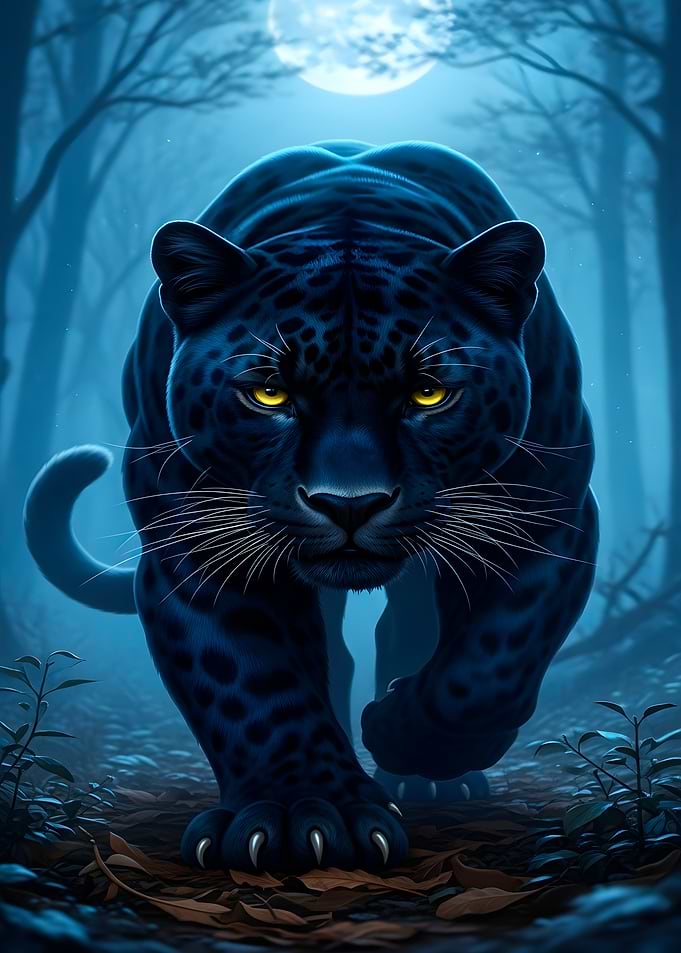 Black Panther in Moonlight
