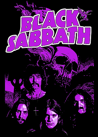 Black Sabbath band poster in purple