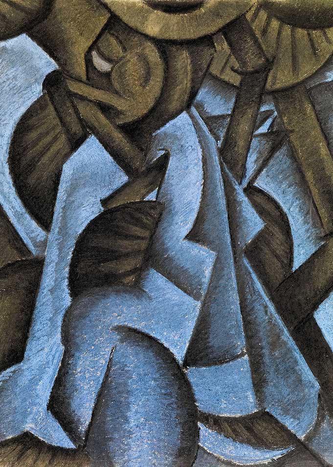 Abstract Cubist Composition in Blue and Brown