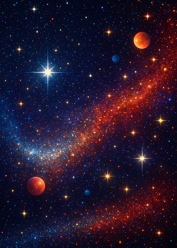 Vibrant Galaxy with Planets and Stars