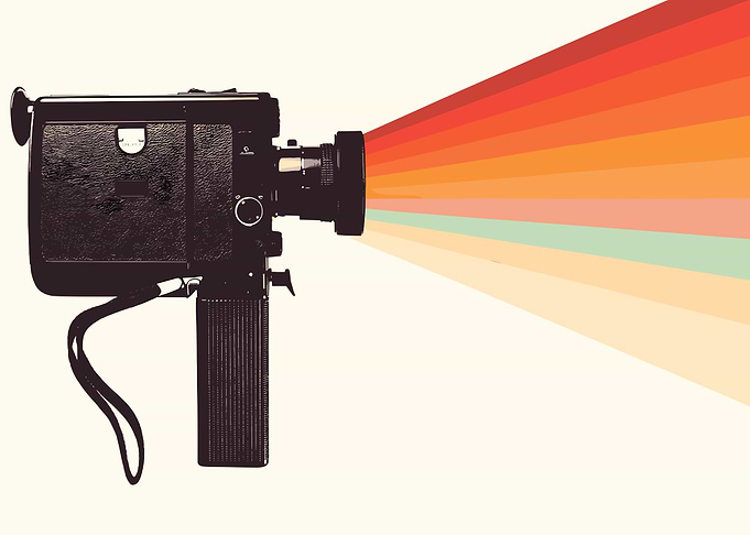 Vintage Camera with Retro Color Rays