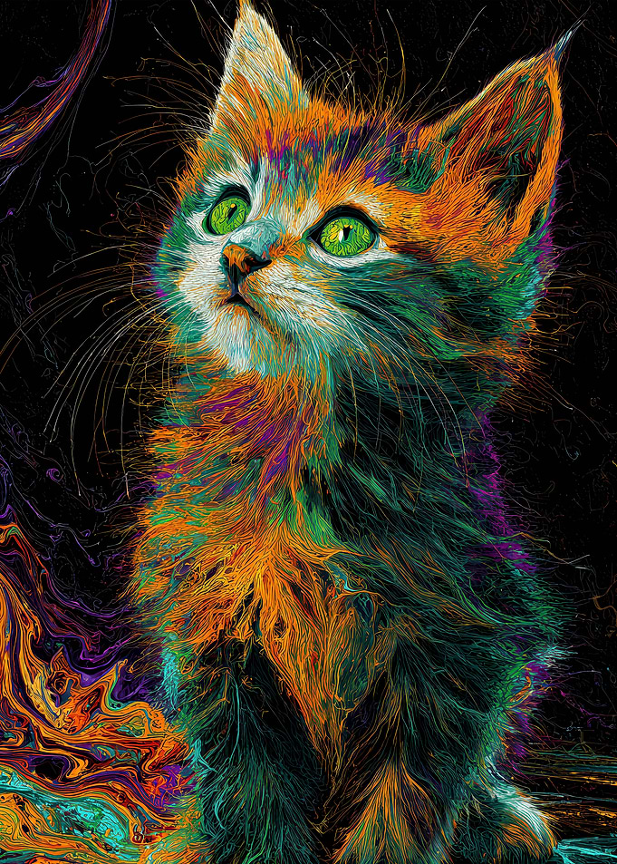 Colorful Cute Kitten Portrait