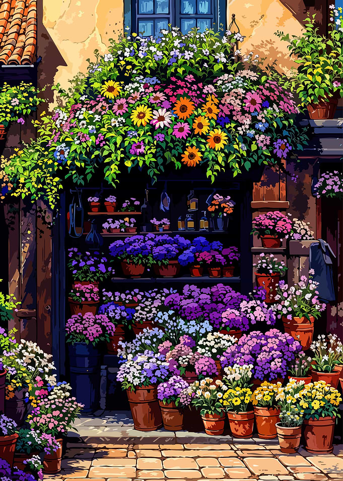 Floral Shopfront with Colorful Flowers