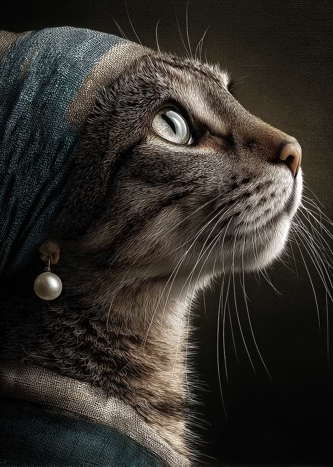 Cat with a Pearl Earring Parody