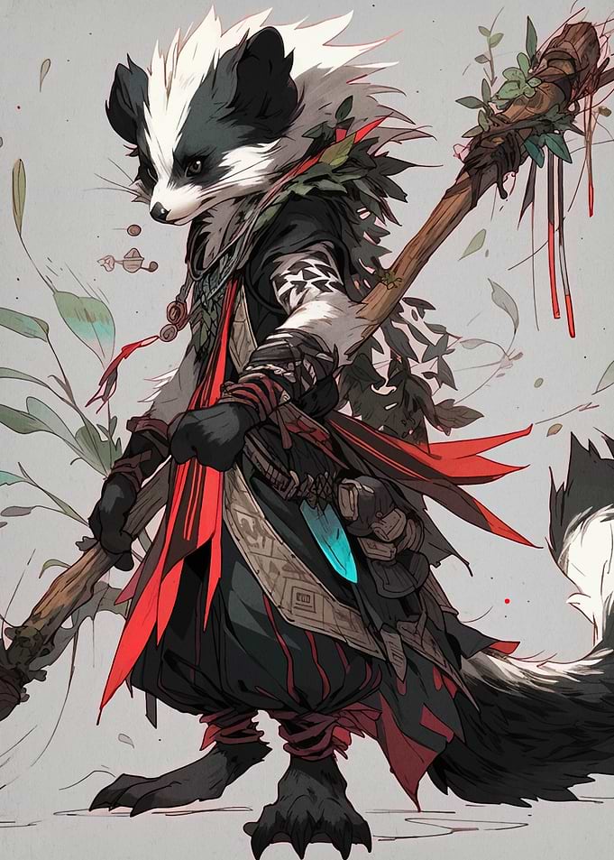 Anthropomorphic Badger Shaman Illustration