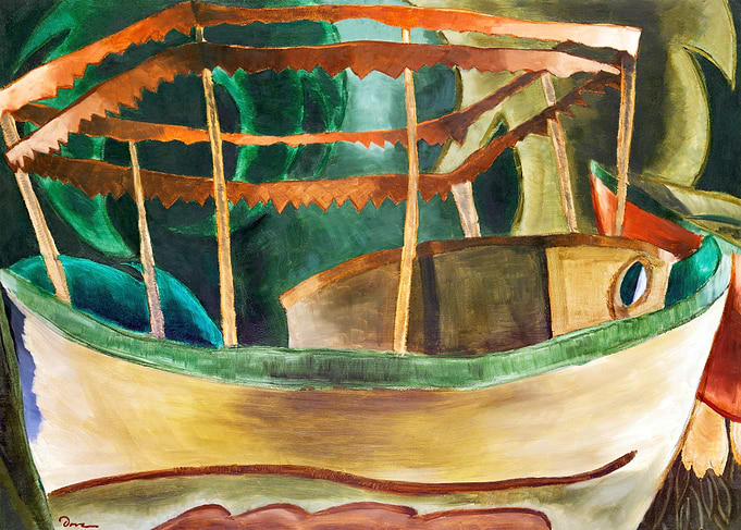 Boat in the Jungle Painting