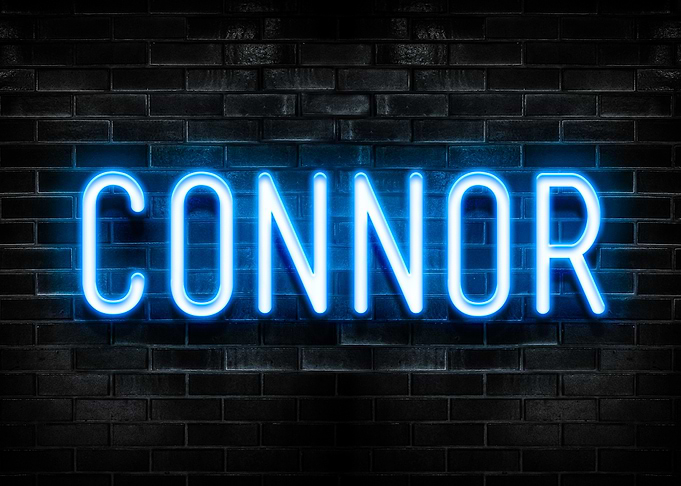 Connor Neon Sign on Brick Wall