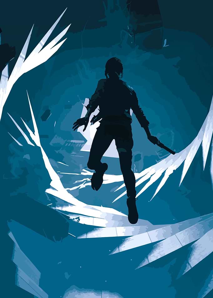 Silhouette in a Fractured Blue World